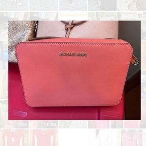 Michael Kors coral pink cross body. Used-like new!